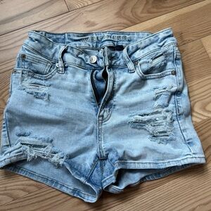 American Eagle Outfitters Light Wash Distressed Jean Shorts